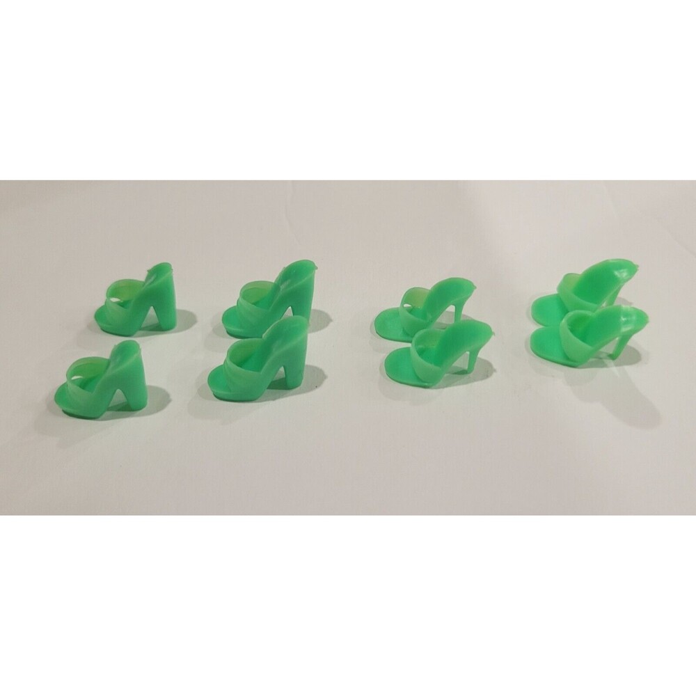 Vintage Barbie Apple Green Open Toe Mule Heels Lot of 4 Pairs Two Heights/Styles